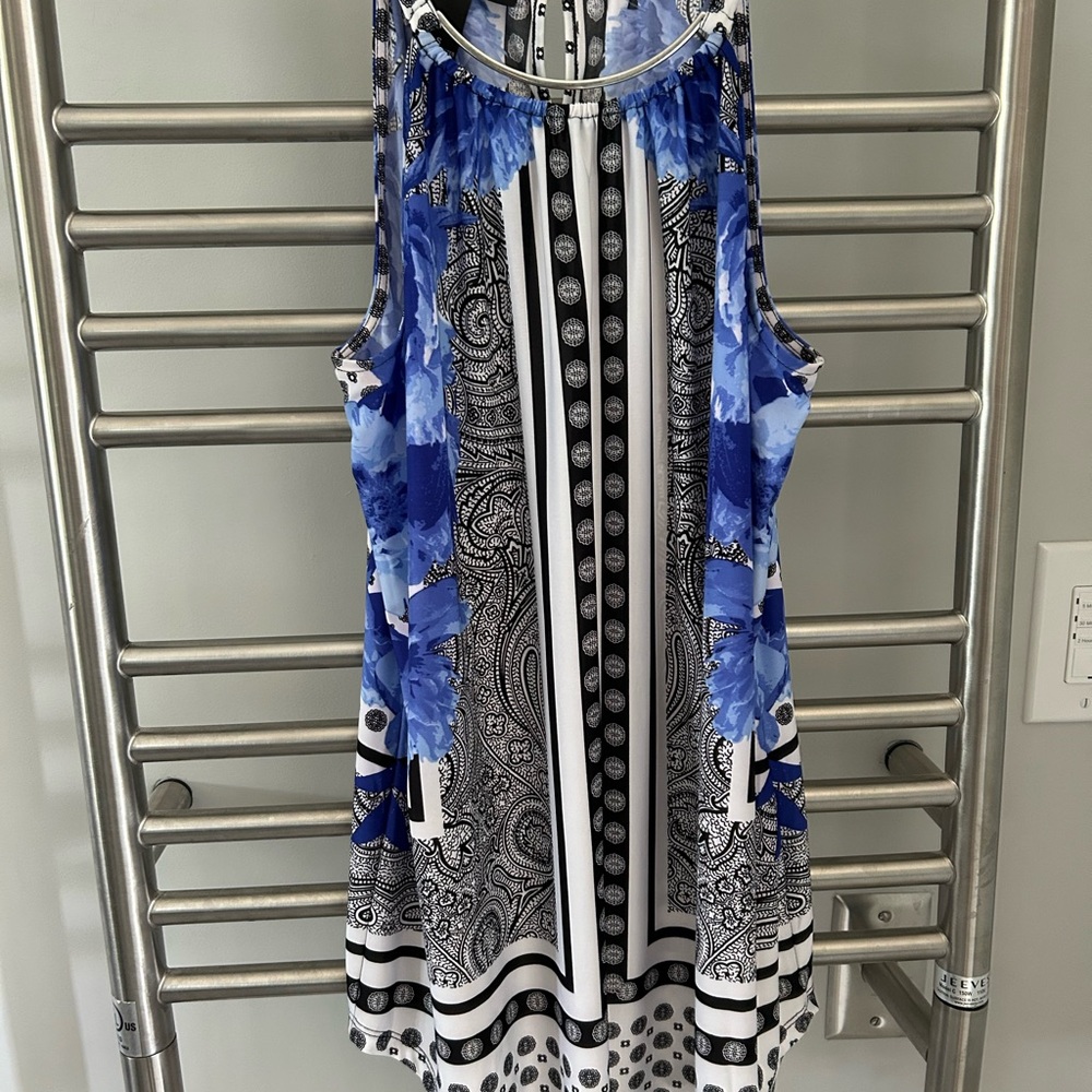 Blue and Black Patterned Sleeveless top
